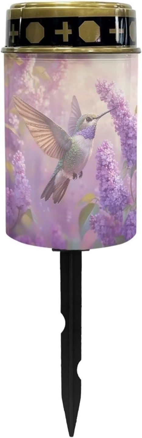 Hummingbird Lavender Cemetery Solar Garden Lights Outdoor Solar Walkway Lights Guardian Solar Lights for Birthday in Heaven Mother Day Fathers Day Memrial Day Sympathy Gifts
