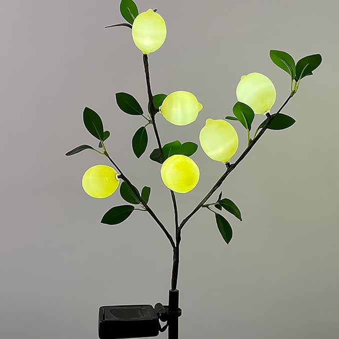 Outdoor Solar Garden Lights, 2 Pack Solar Flower Tree Lights with Realistic Lemon,Waterproof LED Solar Lights Outdoor Stake Landscape Lights for Yard Garden Lawn Pathway Decoration Light