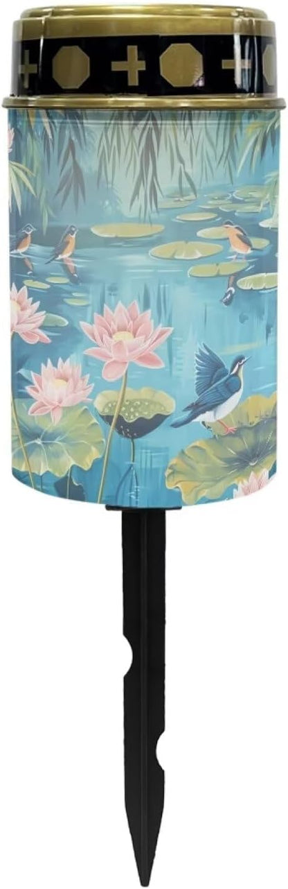 ZOUTAIRONG Solar Light for Cemetery Grave 4 Pack Solar Garden Lights Pathway Lights Solar Powered Solar Pathway Lights Outdoor Cemetery Solar Lights for Grave Solar Lights Bird Lotus