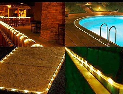 Solar Rope Lights Outdoor, 23ft 50LED Outdoor Rope String Lights Waterproof Copper Tube Wire String Lights for Garden,Yard, Path, Fence, Stairs, Backyard, Patio (Warm White)