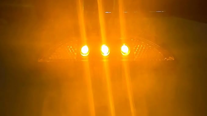 Chandler Solar Driveway Ultra Bright Dock Deck Lights Wireless Solar Powered Waterproof Outdoor Warning Step Lights for Driveway Pathway Metal Ground 6 LED Light 3 Each Side Yellow Color (Pack of 1)