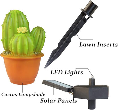chislim Solar Lights Outdoor Decorative,Creative Cactus Pineapple Stake Waterproof Landscape Lights,Landscape Lighting for Garden Patio Lawn Yard (Cactus B-2 Pack)