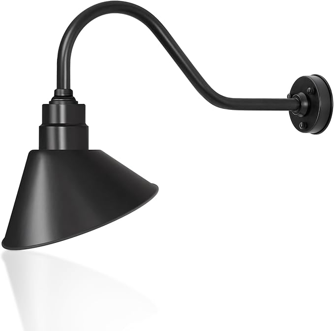 10-Inch Classic Outdoor Gooseneck Barn Light with Extended Arm Design – Ideal for Outdoor Store Sign Lighting | Lumora