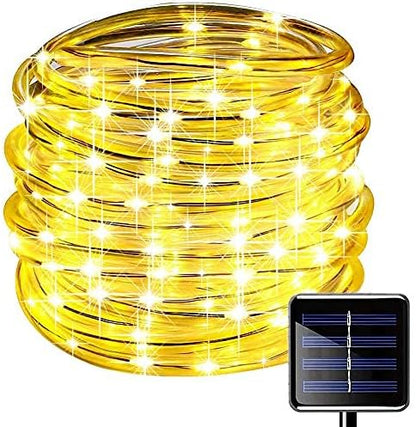 Solar Rope Lights Outdoor, 23ft 50LED Outdoor Rope String Lights Waterproof Copper Tube Wire String Lights for Garden,Yard, Path, Fence, Stairs, Backyard, Patio (Warm White)