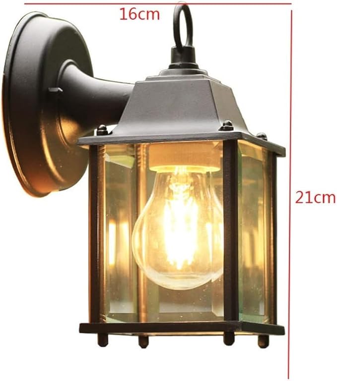 American Outdoor Waterproof Wall Light,Modern Simple Alumiexpression Artistique M Anti-Rust Transparent S Lantern,Suitable for Courtyards,Villas,Balcony Garden Gate Aisle