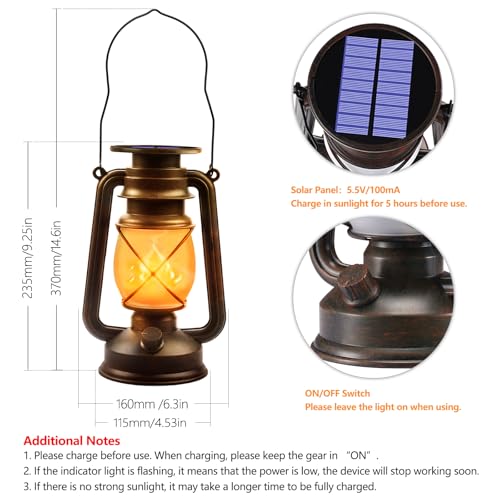 Solar Lanterns Outdoor Waterproof, 4 Pack Vintage LED Hanging Lights