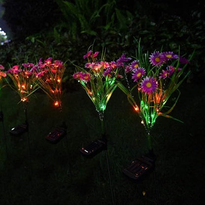Solar Flower Lights Outdoor, Waterproof LED Daisy Flowers Solar Stake Decorative In-Ground Lights 2Mode for Garden Landscape Yard Pathway Wedding Party (Red, 2Pack)