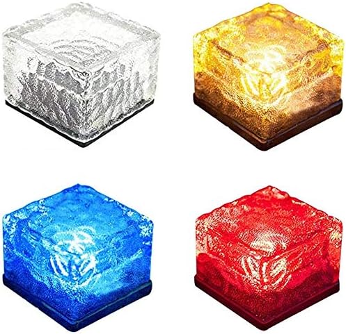 2 Pack Solar Path Ice Cube Lights Outdoor, Waterproof Garden Glass Path Light Solar Ice Light Crystal Brick Landscape Light (Multicolor)