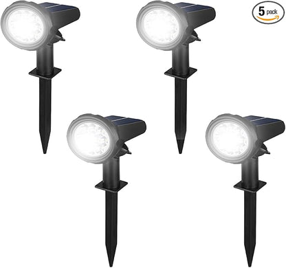 Solar Lights Outdoor Waterproof IP68，3 Lighting Modes，Solar Spot Lights Outdoor，Dark Sensing Auto On/Off ，Solar Powered Garden Yard Spot Solar Lights for Outside Landscape (Cool White, 4 Pack)