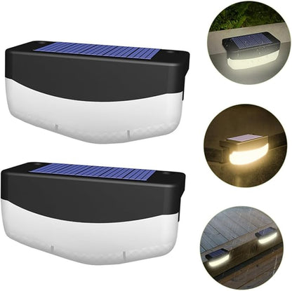 Didiseaon 2pcs Solar Step Lights Outdoor Decks Light for Patio Garden Stairs Easy Install for Pathway Fence Handrail