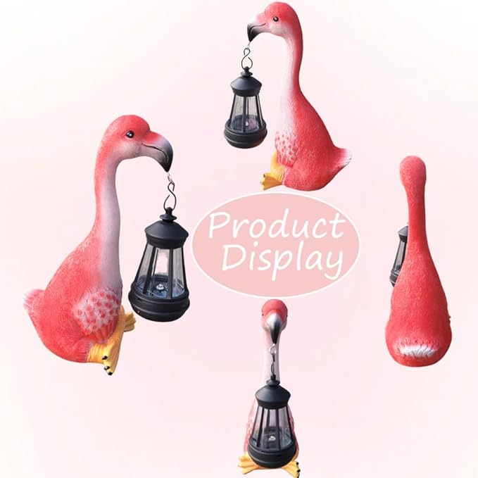 Resin Flamingo Solar Lights are Suitable for Sculptures in courtyards, Gardens, Pathways, porches and so on. They are Nice Gifts for Women at Christmas.