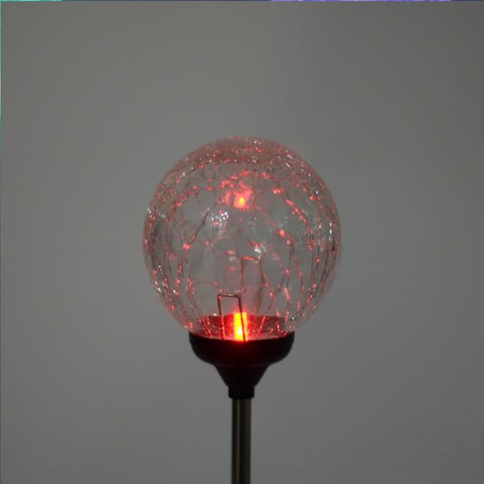 Sewroro Solar Glass Ball Lawn Lamp Color Changing LED Garden Light Ground Plug Landscape Path Light for Outdoor Yard