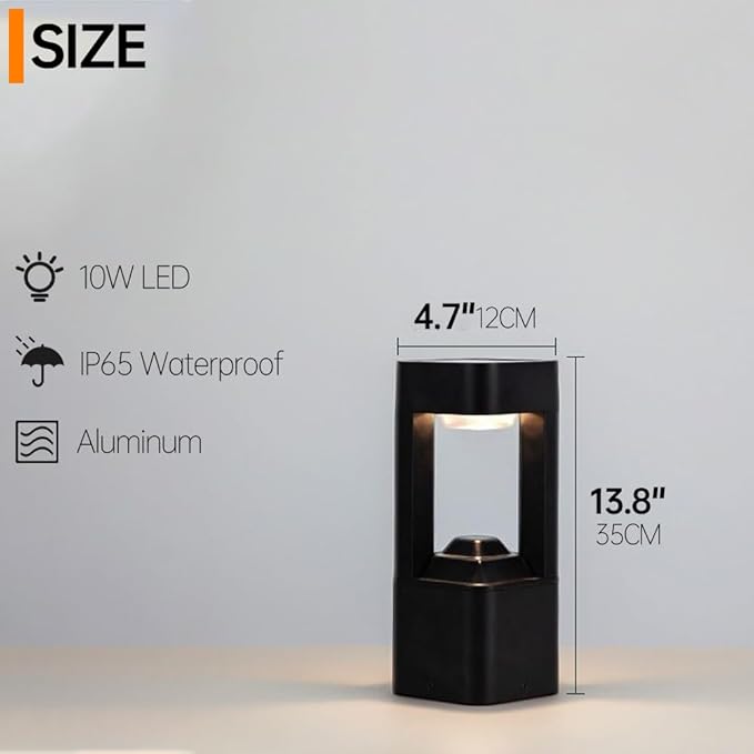 Outdoor Solar Pathway Light 10W LED Solar Landscape Path Light Modern Aluminum Garden Light with IP65 Waterproof External Solar Bollard Lights for Front/Back Door Porch Patio Yard