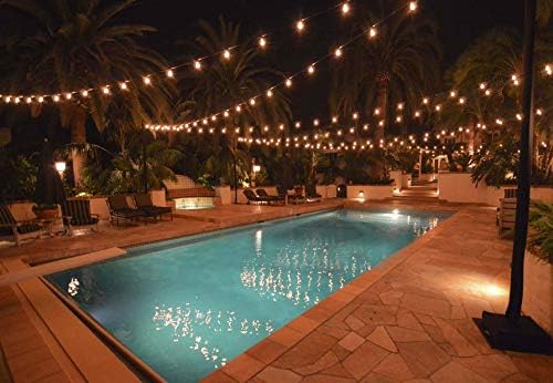 Outdoor String Lights 100ft with LED Filament Bulbs 50+2(Spare) Dimmable Shatterproof Waterproof, for Indoor/Outdoor Decoration and Lighting, Edison Vintage Style Warm 2200K