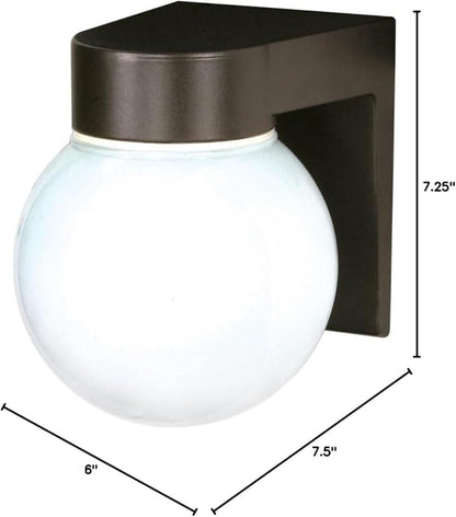 Nuvo Lighting SF77/141 Utility Fixture Die Cast Aluminum Durable Outdoor Wall Mount Porch and Patio Light with White Glass Globe, Bronzotic