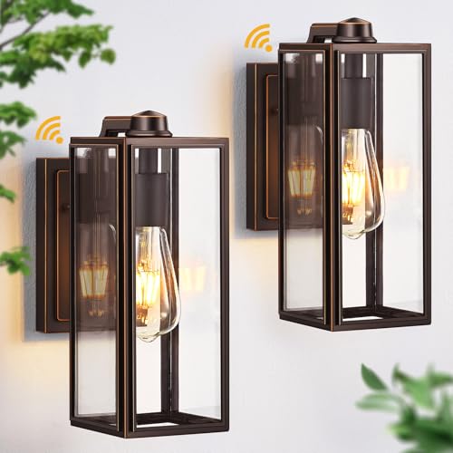 VIANIS Dusk to Dawn Outdoor Lighting, Modern Oil Rubbed Bronze Wall Light Fixtures, 100% Aluminum Porch Lights Outdoor, Anti-Rust Waterproof Outside Sconce Lights for Patio Front Door Entryway, 2-Pack