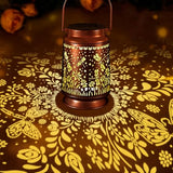 Solar Lantern Outdoor Hanging — Metal Dragonfly Solar Lights with Floral Projection, IP65 Waterproof, Auto On/Off, 8–12H Illumination, Garden Décor Gift for Mom Grandma Women
