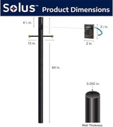 Solus 7-Foot Direct Burial Lamp Post – Outdoor Aluminum Light Pole with Decorative Cross Arm & 120V Outlet – Fits | Lumora