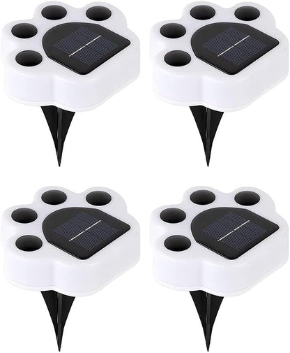 4 Pack Cute Solar Paw Print Light, Waterproof Outdoor Gardent Lights, Led Animal Yard Lights for Garden, Patio, Flowerbed, Lawn Decor(Warm Yellow)