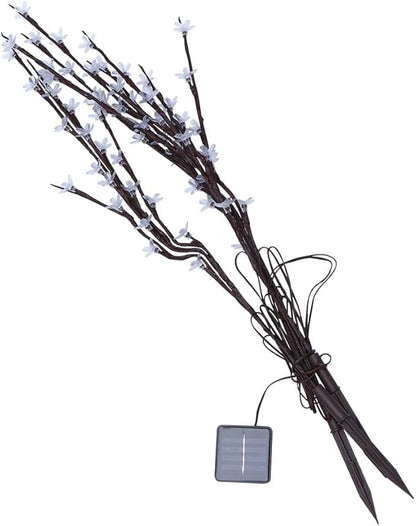 Zerodeko Solar Garden Lamp Cherry Blossom Branch Light LED Landscape Lighting with Battery, White Light Outdoor Lawn Pathway Solar Power Insert for Yard and Patio