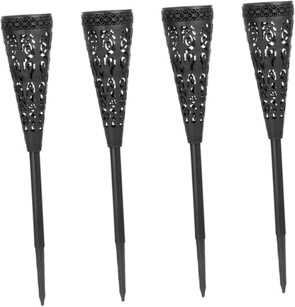 GLEAVI 4pcs Solar Pathway Lights Outdoor Garden Lawn Yard Patio Decorative Waterproof Solar-Powered LED Landscape Lighting with Warm Light Hollow Plastic Design