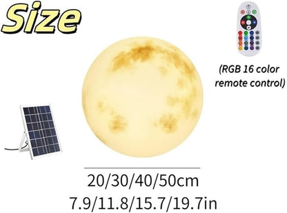 Solar Moon Lamp, Outdoor Solar Lights Decor, Color Changing LED Ball Light, Orb Light for Bar Yard Patio Pool Pathway Nightlight Relax Decoration(Ground Plug Type,40cm-15.7in)