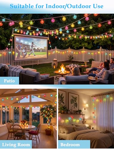 Oviejo 8.5FT LED Tiki Bar String Lights, 10 Multicolor Patio Lights Plug in