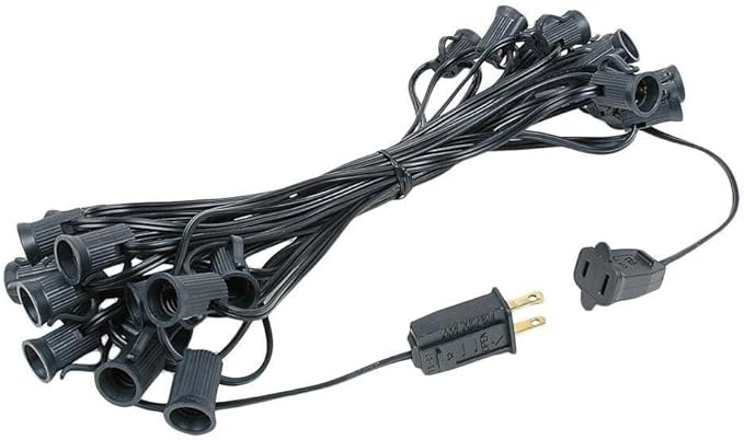 25 Foot G30 Outdoor Patio String Lights with 25 Clear Globe Bulbs – UL Listed - Indoor Outdoor String Lights – Market Bistro Café Hanging String Lights – C7/E12 Base - Black Wire