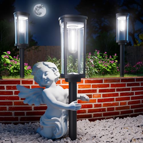 ALFIOT Solar Lights Outdoor, 8 Pack, Cool White, Geometric Shade, IP65
