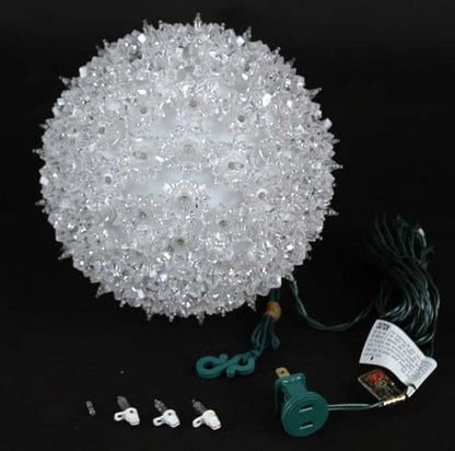 Novelty Lights 7.5in 100 Light Starlight Sphere, Clear, Large Ornament Ball Light, 5ft Hanging Cord with S Hook, 12ft Power Cord with Stackable Plug, Commercial Grade