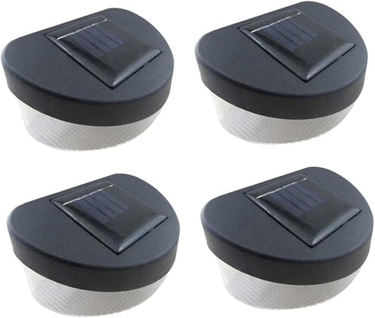 4pcs Solar Outdoor Garden Light Led Fence Light Led Black Shell White for Pathway Garage Porch and Wall Decoration