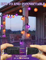 Orange and Purple Halloween Lights Outdoor, 25Ft 27 G40 Shatterproof Bulbs