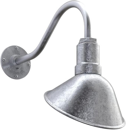 Steel Lighting Co. Venice Store Sign Light | for Outdoor Restaurant Accent Wall | 9 inch Dome | 16 inch Gooseneck | Made in America | Galvanized Exterior/Galvanized Interior