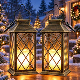 Yowin 2 Pack 9" Solar Lanterns Outdoor Waterproof with Flickering Candle