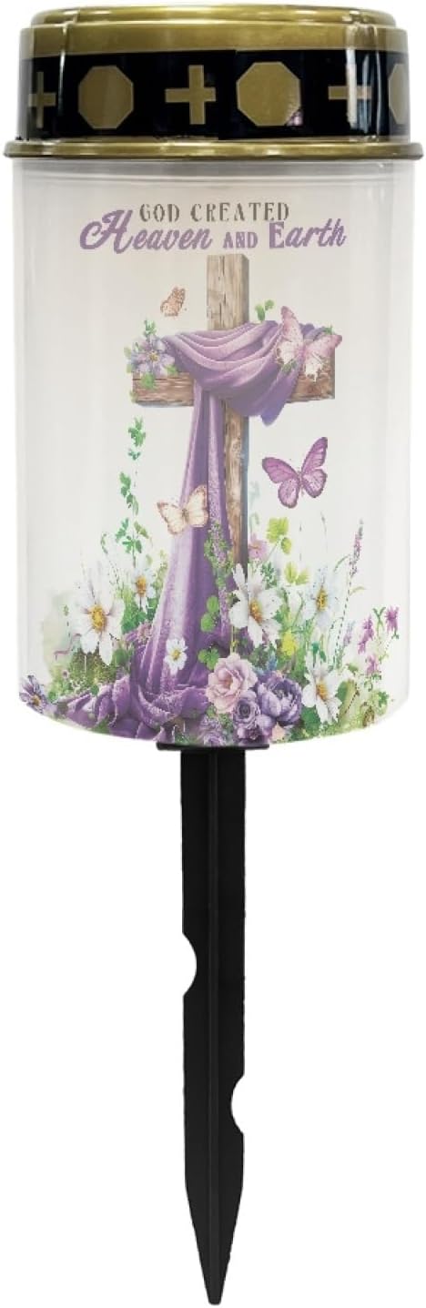 Cross Lavender Cemetery Lights for Grave,Solar Lantern Lights Outdoor Pathway Lights Solar-Powered Fairy Lights for | Lumora