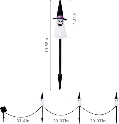 LIGHTSHINE 3PCS Ghost Solar Halloween Decorations, Solar Landscape Pathway Lights, Garden Stakes Light, Outdoor Halloween Lights Decor for Yard, Patio, Porch (Orange+Purple+Green)