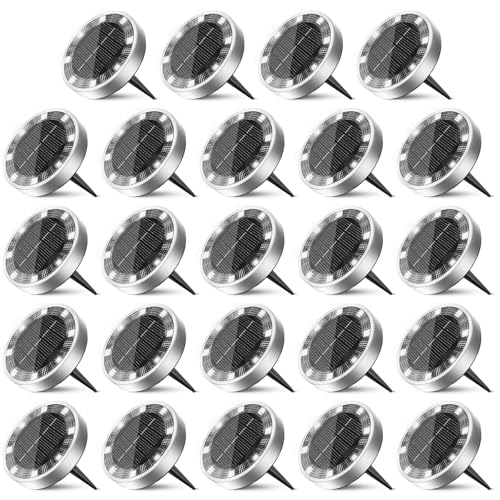 24 Pack Solar Lights Outdoor Waterproof, 8 LED Solar Ground Lights
