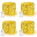 Dazzle Bright Fairy Lights Battery Operated, 4 Pack Total 80FT 240LED Silver Wire Waterproof String Lights, Christmas Decorations for Indoor Outdoor Bedroom Yard Party Decor, Warm White