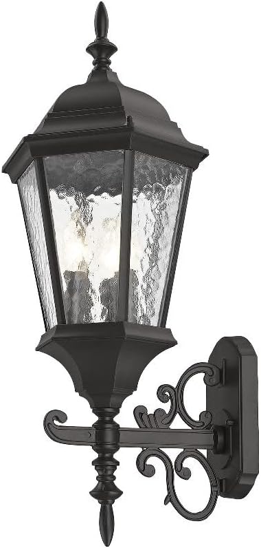 Livex Lighting 7561-14 Outdoor Wall Lantern with Clear Beveled Glass Shades, 23.5" x 9.5", Black | Lumora