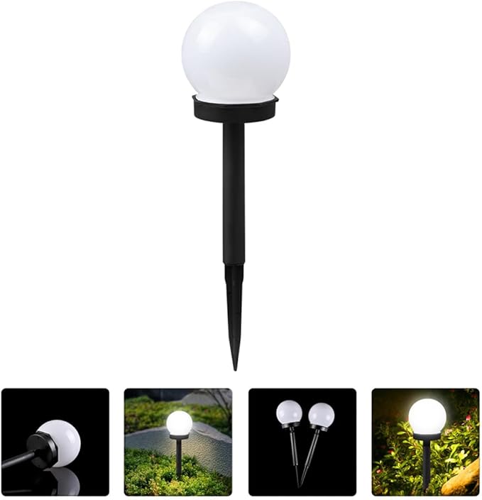 Zerodeko 2pcs Solar Lawn Insert Lights Bulb-Shaped Outdoor Garden Pathway Lamps White Light Weatherproof Solar Yard Landscape Floor Plug Lighting