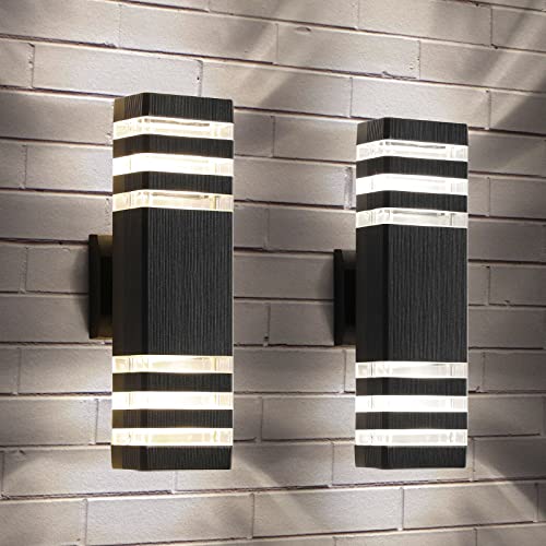 tewei Up and Down Outdoor Lights 15'' Exterior Wall Lights, Black, 2-Pack