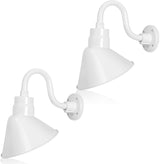 10in. White Angle Shade Gooseneck Sign Light Fixture With 10in. Long Extension Arm - Wall Sconce Farmhouse, Antique | Lumora