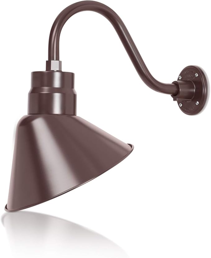 12in. Architectural Bronze Angle Shade Gooseneck Sign Light Fixture with 14.5 in. Long Extension Arm - Wall Sconce | Lumora