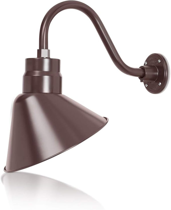 12in. Architectural Bronze Angle Shade Gooseneck Sign Light Fixture with 14.5 in. Long Extension Arm - Wall Sconce | Lumora