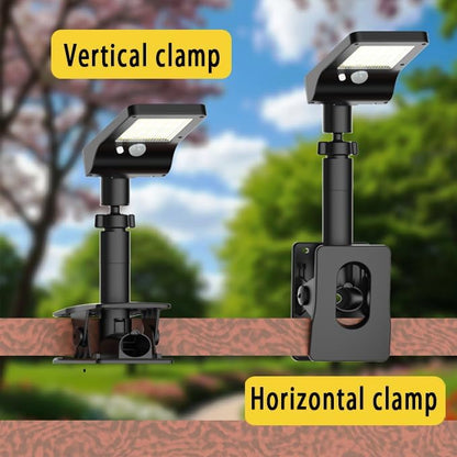 Clip On Solar Lights Outdoor - Motion Sensor Outdoor Lights Fence Lights Solar Powered, Outdoor Solar Lights for Yard, Solar Pathway Lights for Deck Fence Garden Patio Camping (2 Packs)