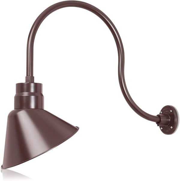 12in. Architectural Bronze Angle Shade Gooseneck Sign Light Fixture with 24in. Long Extension Arm - Wall Sconce | Lumora
