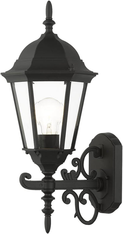 Livex Lighting 7556-14 Outdoor Wall Lantern with Clear Beveled Glass Shades, 20" x 8" x 20", Black