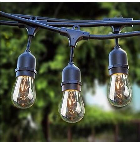 Sokani 24 ft Long Outdoor String Lights for Party Christmas Halloween Backyard Yard Cafe Deck Patio Porch Garden Tree Decor w/12 Sockets 14 Hanging Bulbs 2 Spare,Linkable Weatherproof Commercial Grade