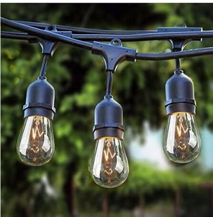 Sokani 24 ft Long Outdoor String Lights for Party Christmas Halloween Backyard Yard Cafe Deck Patio Porch Garden Tree Decor w/12 Sockets 14 Hanging Bulbs 2 Spare,Linkable Weatherproof Commercial Grade