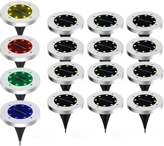 New Solar Garden Path Light (16/8/4/2), Suitable for Villa Outdoor Areas, terraces, lawns, Christmas Decorations, Gardens - IP55 Waterproof (Colorful - 16 Packs)